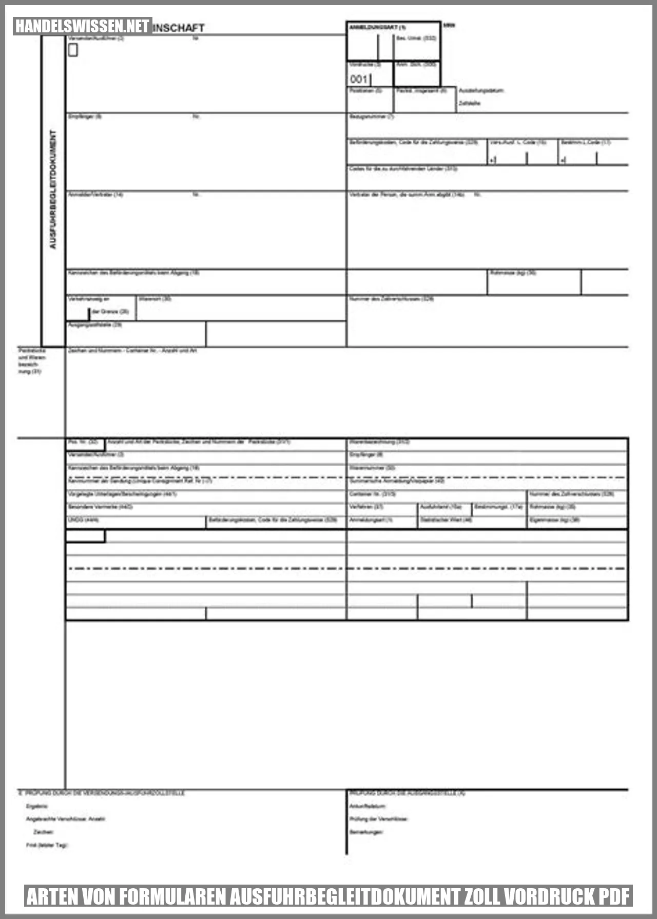 Arten von Formularen ausfuhrbegleitdokument zoll vordruck pdf