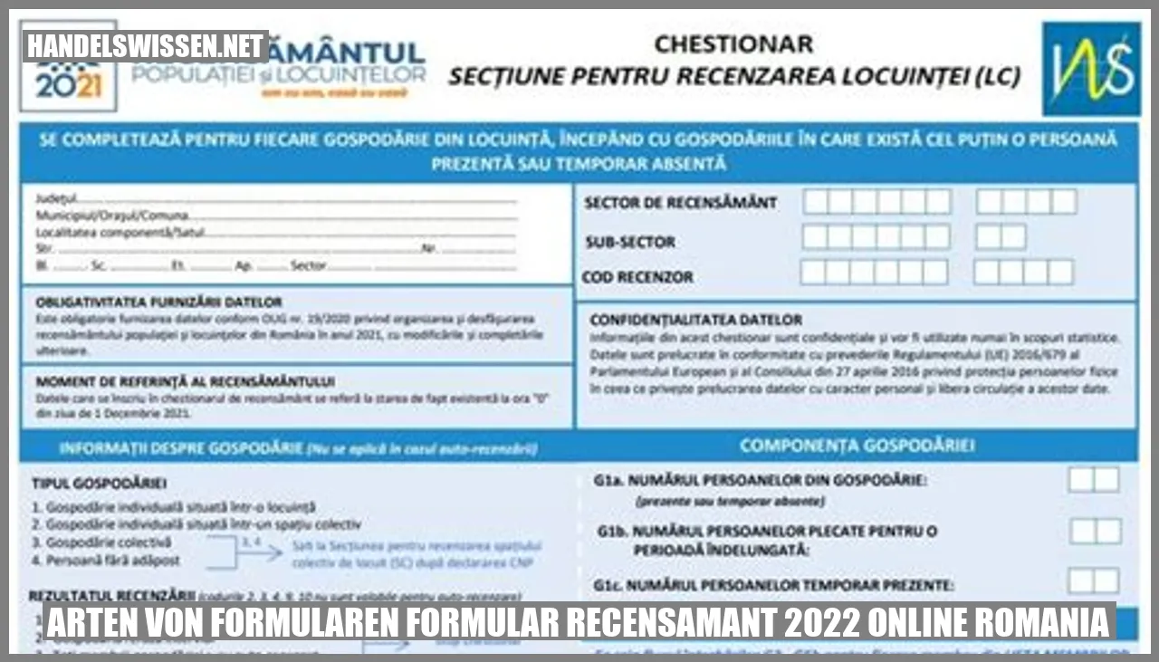 Verschiedene Arten von Formularen für die Online-Volkszählung 2022 in Rumänien