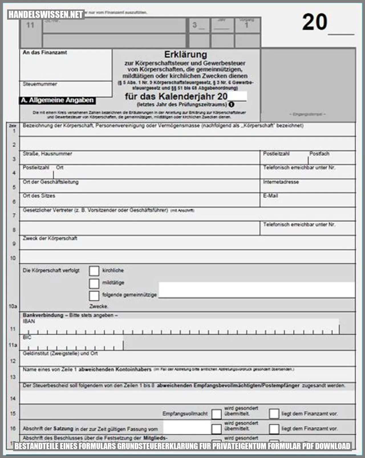 Bestandteile eines Formulars grundsteuererklarung fur privateigentum formular pdf download