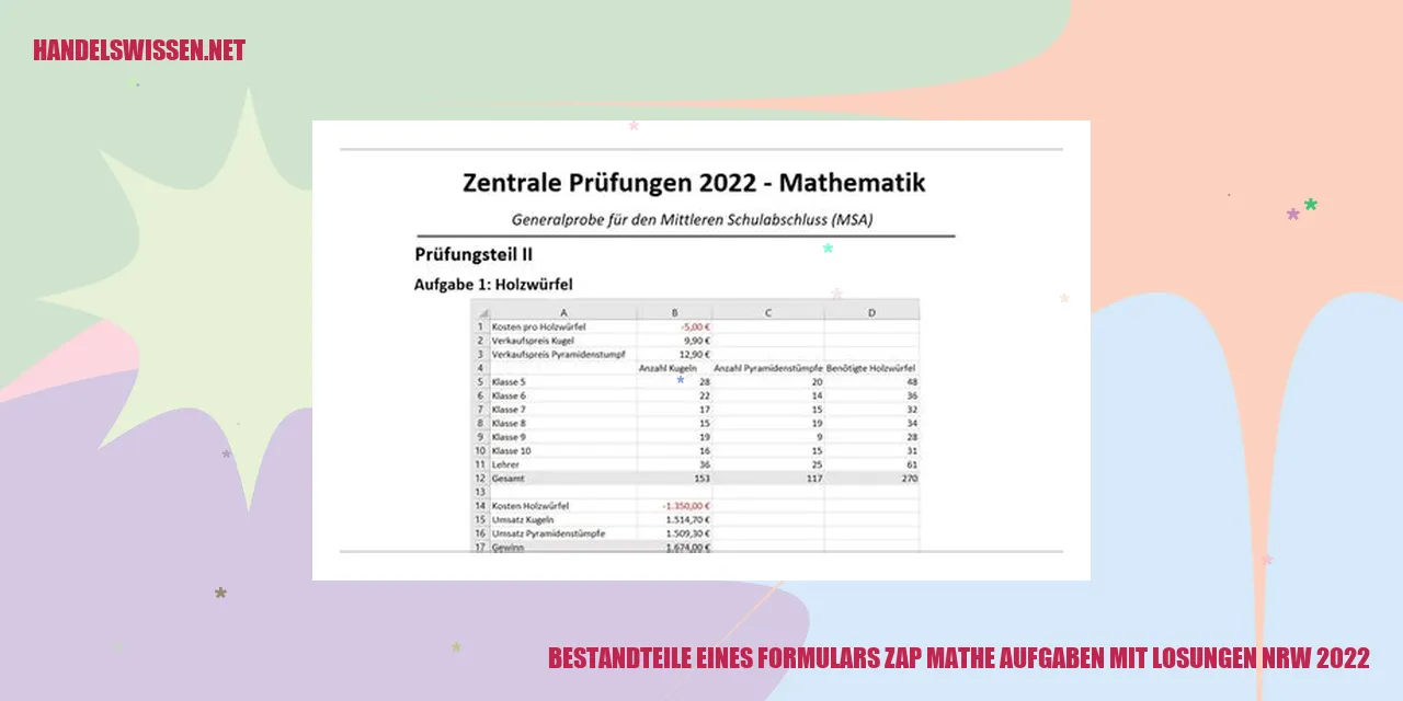 Bestandteile eines Formulars zap mathe aufgaben mit losungen nrw 2022