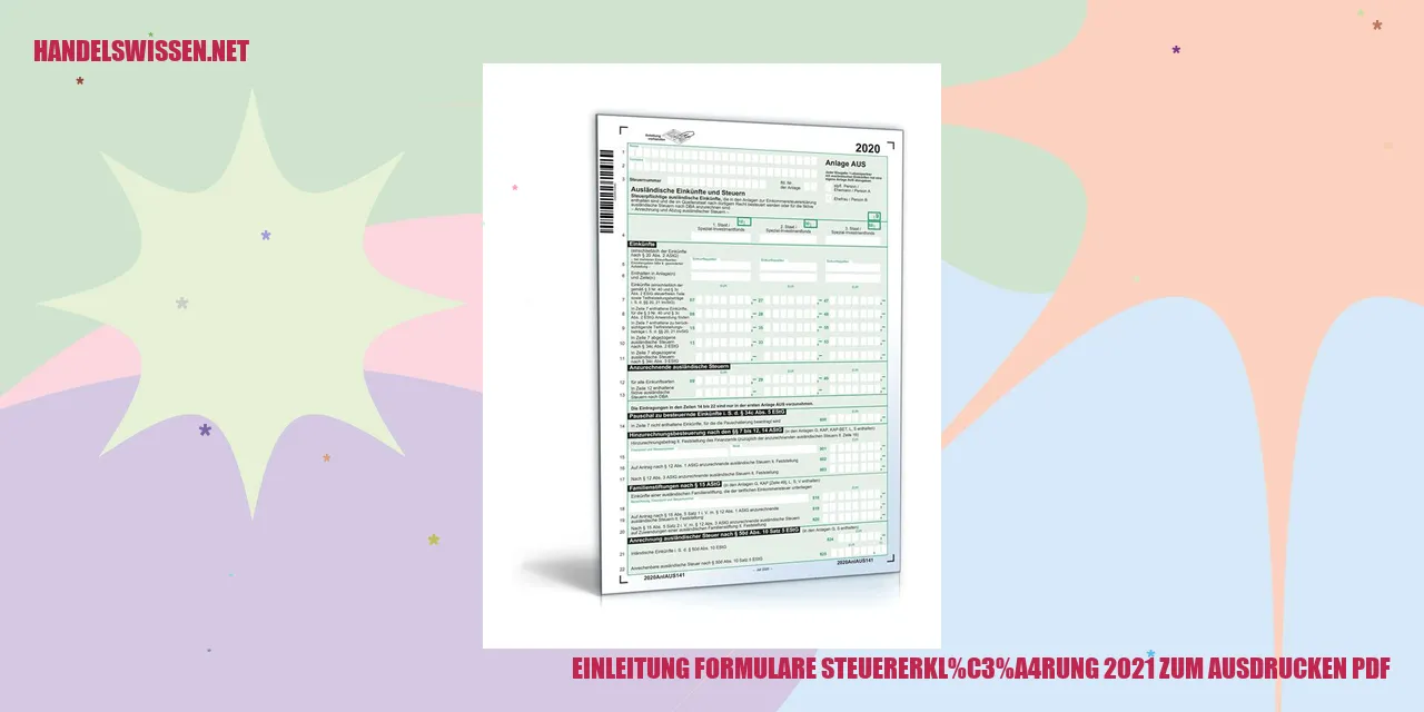 Einleitung formulare steuererklärung 2021 zum ausdrucken pdf