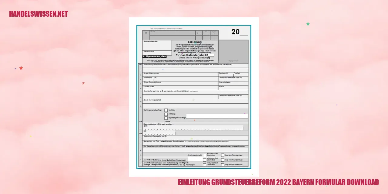 Einleitung Grundsteuerreform 2022 Bayern Formular Download