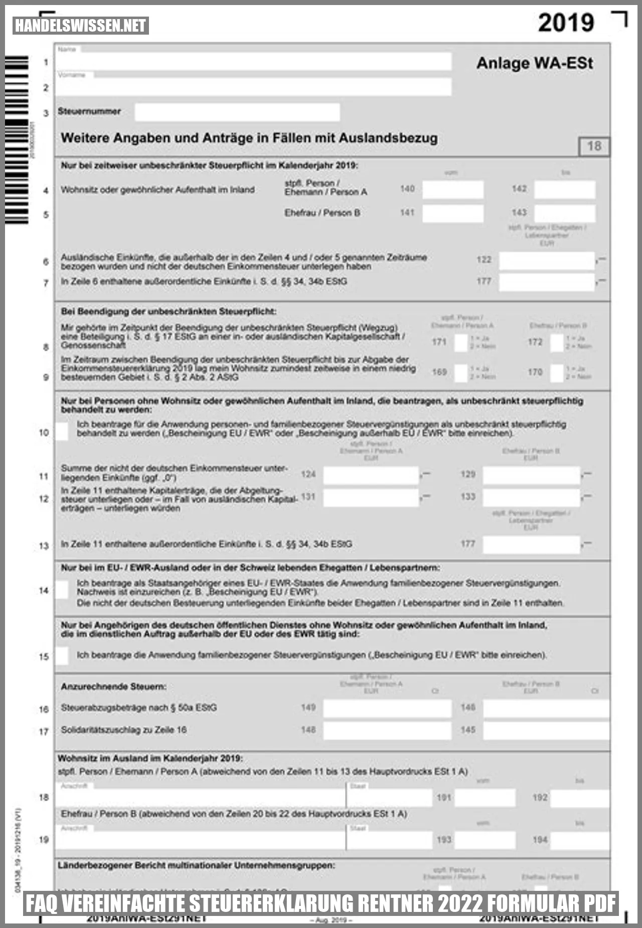 FAQ vereinfachte steuererklarung rentner 2022 formular pdf