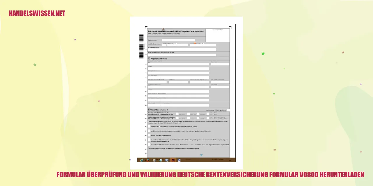 Formular Überprüfung und Validierung deutsche Rentenversicherung Formular V0800 Herunterladen