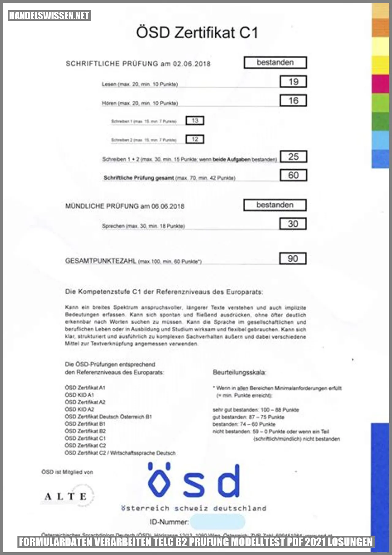 Formulardatenverarbeitung Telc B2-Prüfung Modelltest PDF 2021 Lösungen