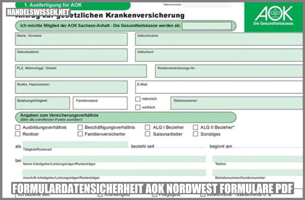 Formulardatensicherheit bei AOK Nordwest Formulare PDF