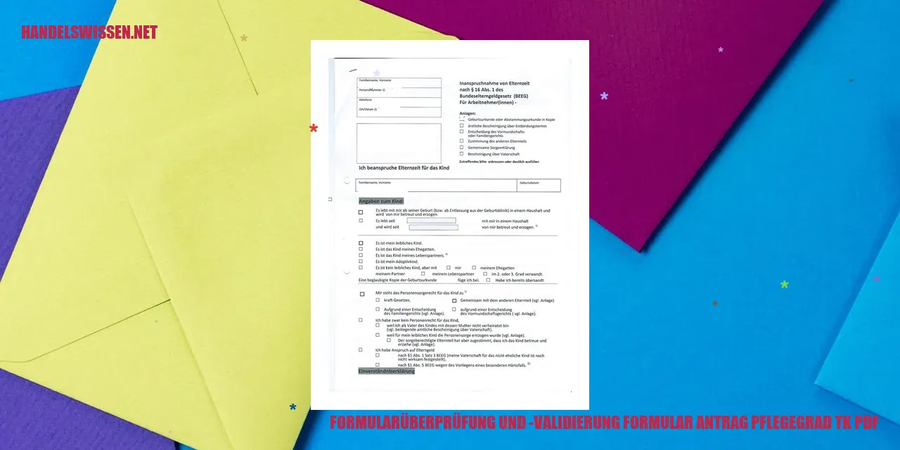 Formularüberprüfung und -validierung des Formulars Antrag Pflegegrad TK PDF