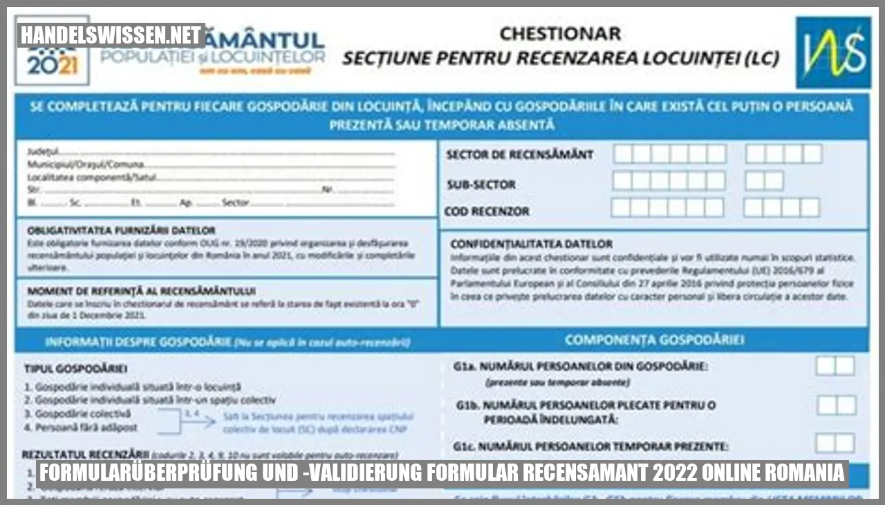 Formularüberprüfung und -validierung Formular Recensamant 2022 Online Romania