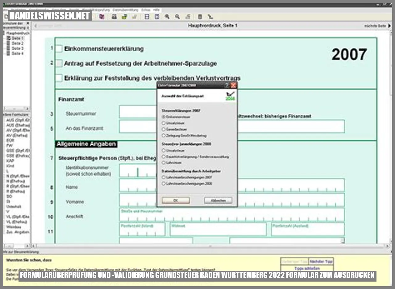Formularüberprüfung und -validierung Grundsteuer Baden-Württemberg 2022 Formular zum Ausdrucken