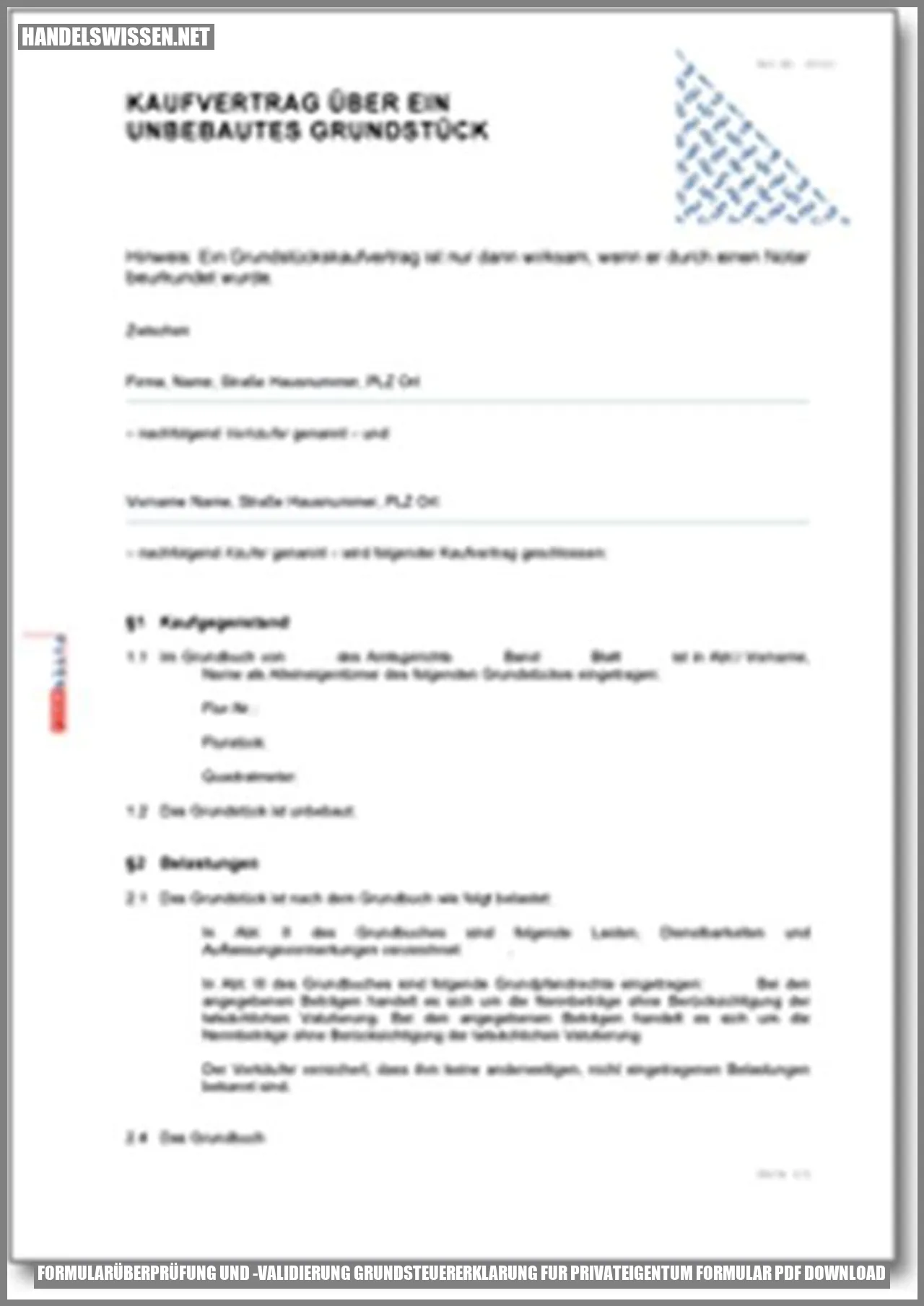 Formularüberprüfung und -validierung Grundsteuererklärung für Privateigentum Formular PDF-Download