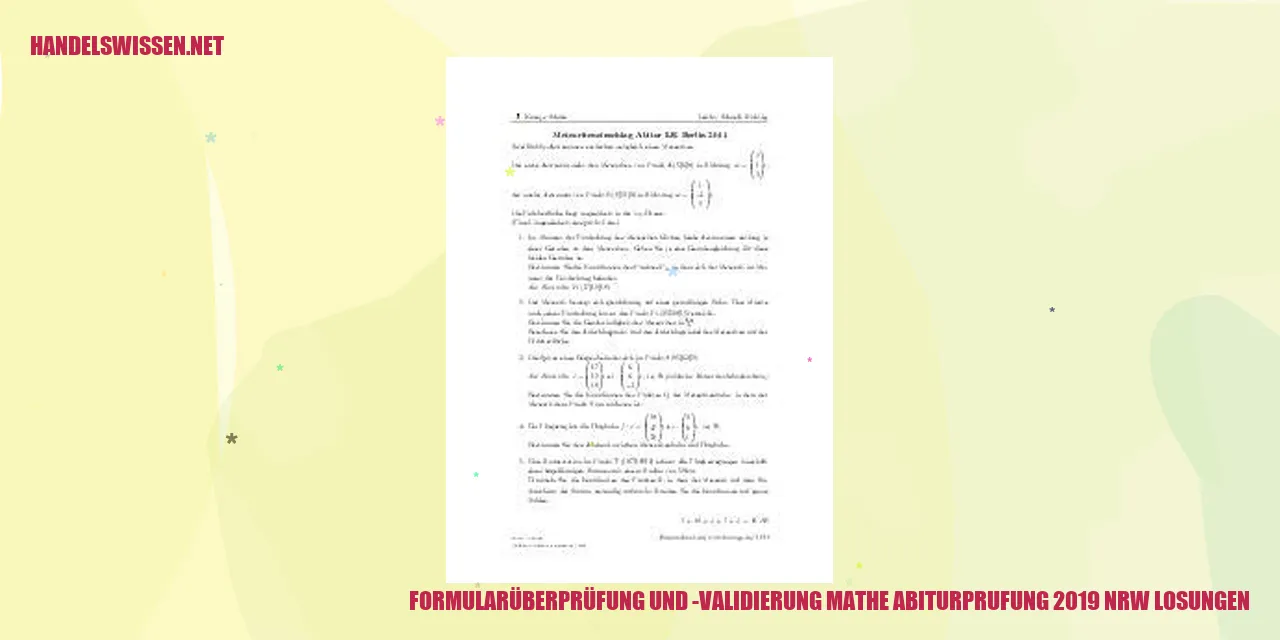 Formularüberprüfung und -validierung Mathe Abiturprüfung 2019 NRW Lösungen