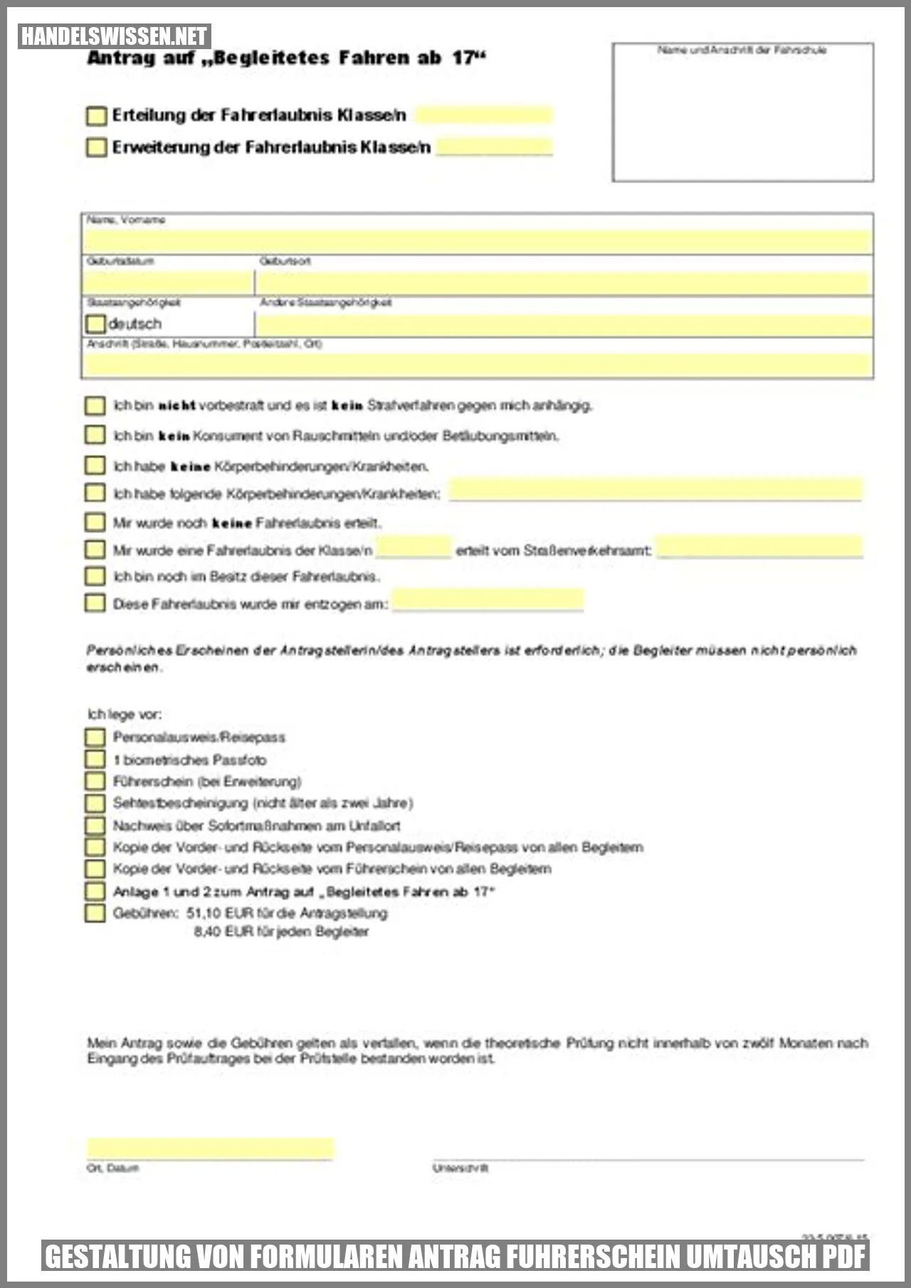 Gestaltung von Formularen antrag fuhrerschein umtausch pdf