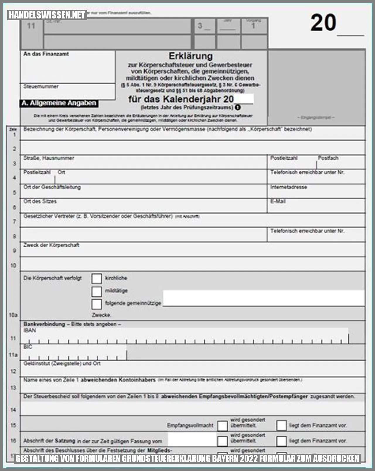 Gestaltung von Formularen für Grundsteuererklärung in Bayern 2022 - Zum Ausdrucken