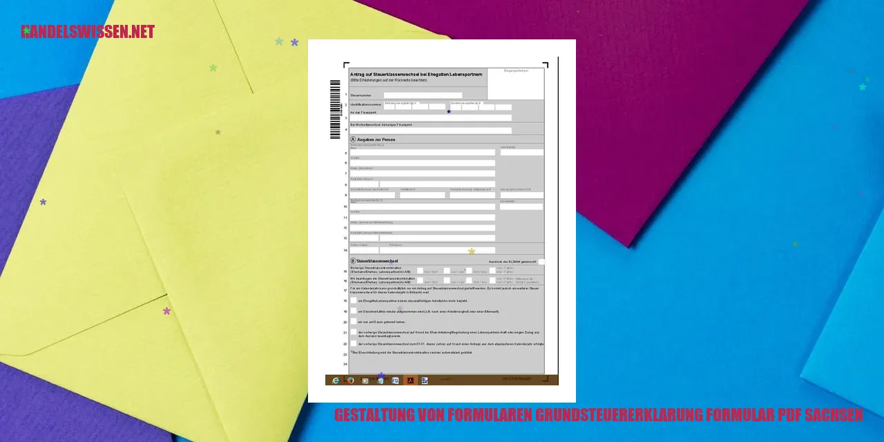 Gestaltung von Formularen Grundsteuererklarung Formular pdf Sachsen