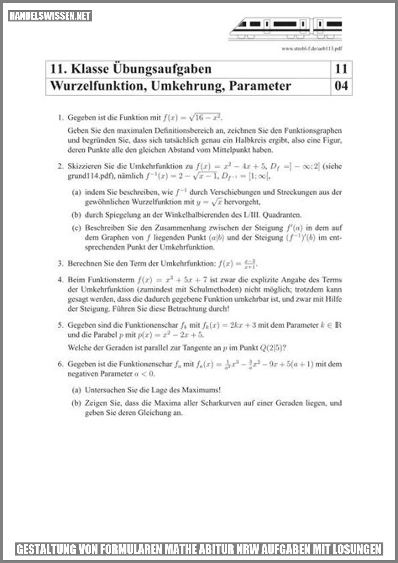 Gestaltung von Formularen Mathe Abitur NRW Aufgaben mit Lösungen