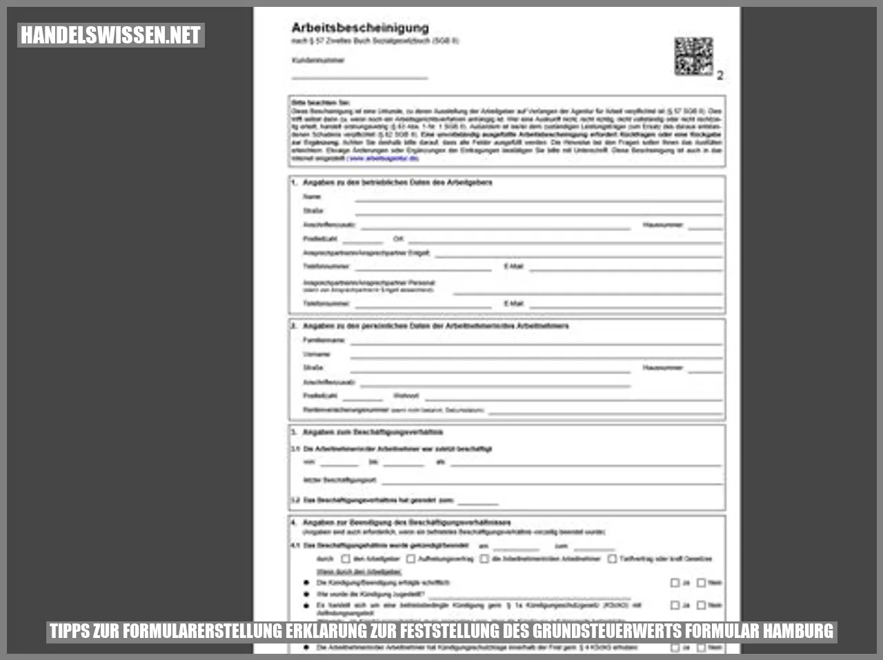Bild: Tipps zur Formularerstellung erklärung zur feststellung des Grundsteuerwerts Formular Hamburg