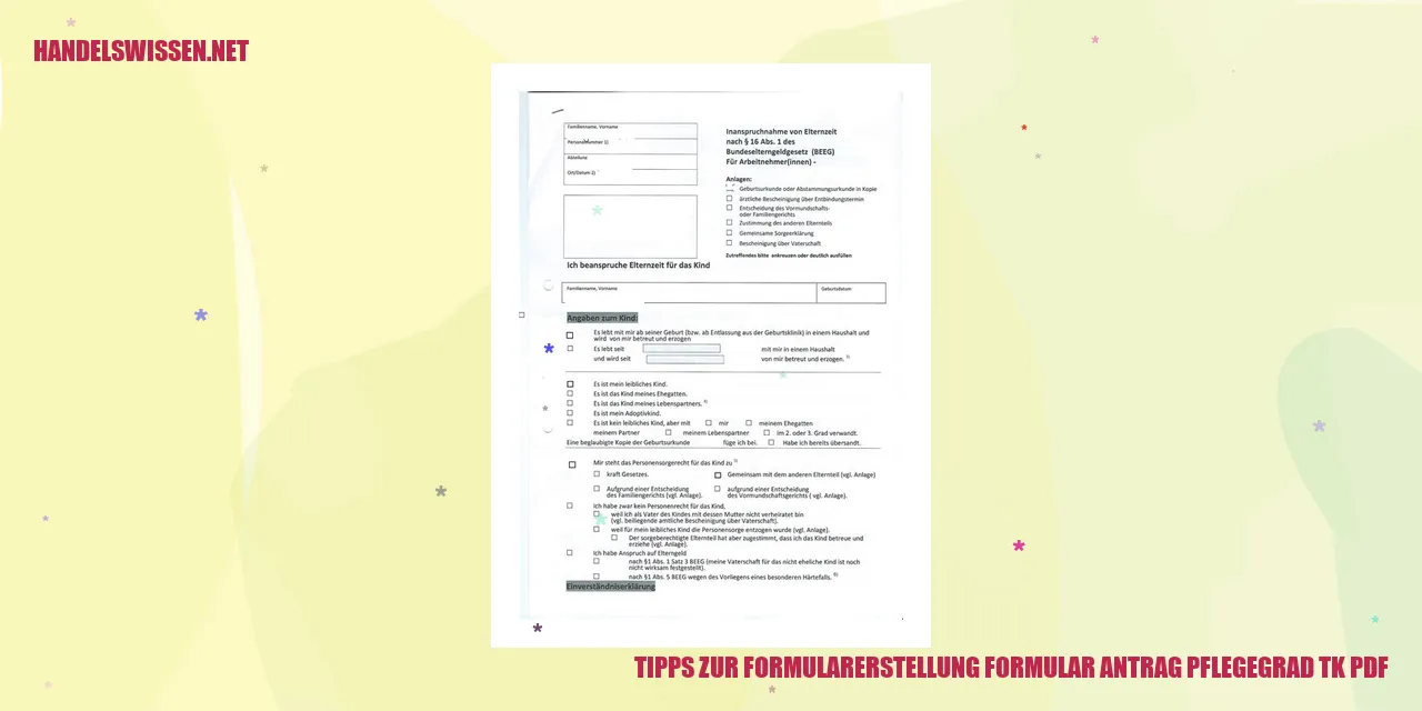Tipps zur Formularerstellung formular antrag pflegegrad tk pdf