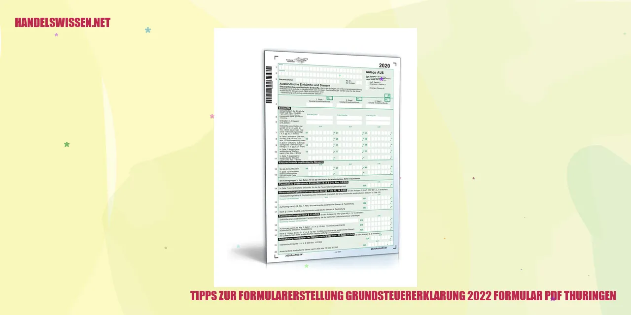 Tipps zur Formularerstellung Grundsteuererklärung 2022 Formular PDF Thüringen