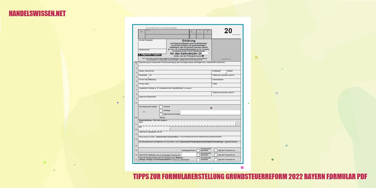Tipps zur Formularerstellung Grundsteuerreform 2022 Bayern Formular PDF