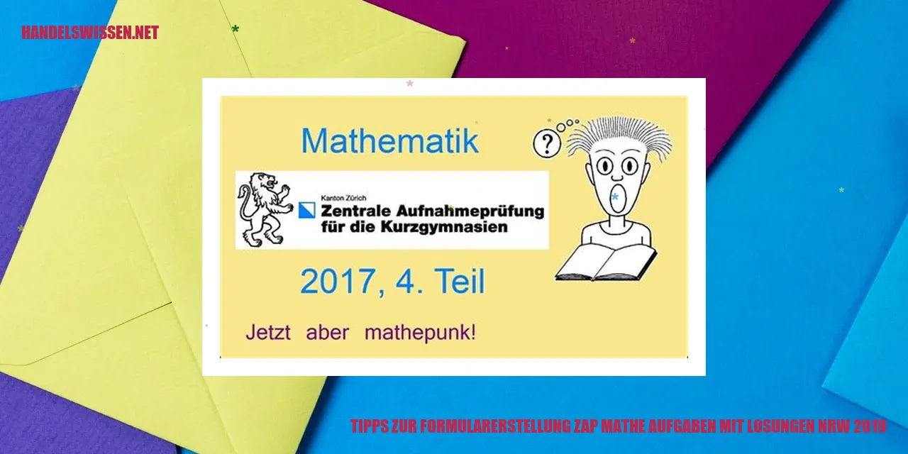 Tipps zur Erstellung von Formularen für Zap Mathe Aufgaben mit Lösungen NRW 2019