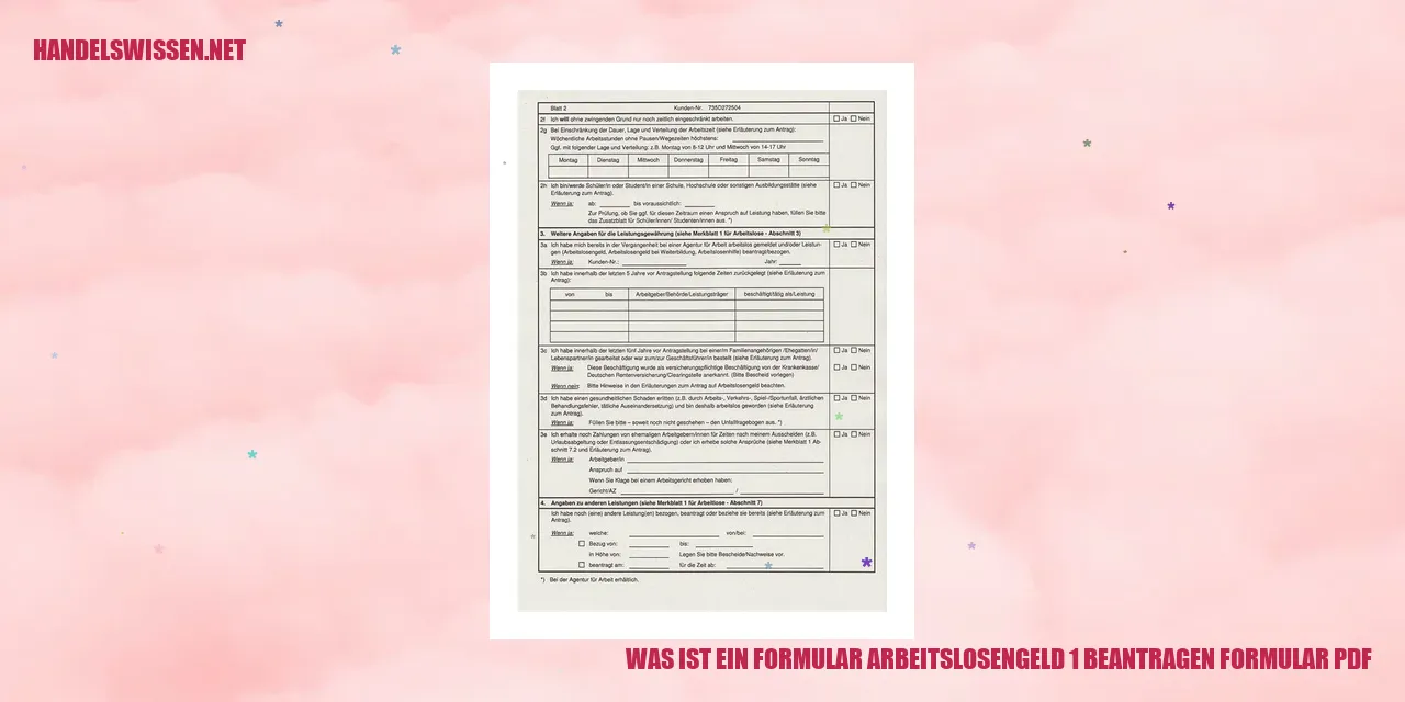 Was ist ein Formular? arbeitslosengeld 1 beantragen formular pdf