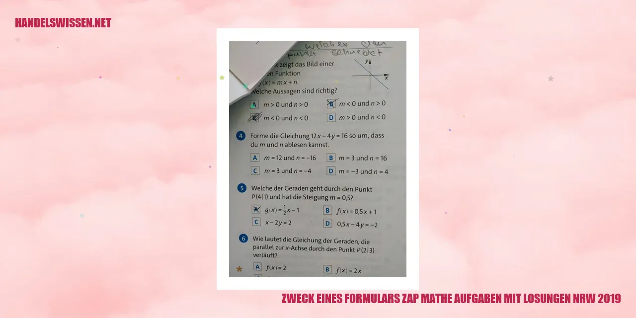 Zweck eines Formulars ZAP Matheaufgaben mit Lösungen NRW 2019